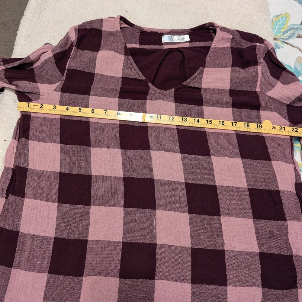 Time and Tru Pink and Purple Plaid Tunic - Picture 3 of 7